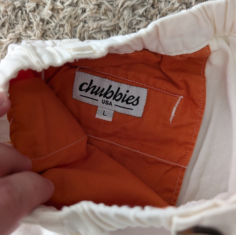 Chubbies Men's Off White With Secret USA Pocket - Size Large - Picture 2 of 4